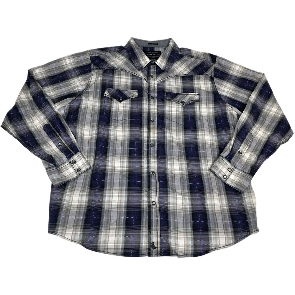 Cody James Western Shirt Mens XL Purple Plaid Black Oyster Pearl Snap Cowboy
